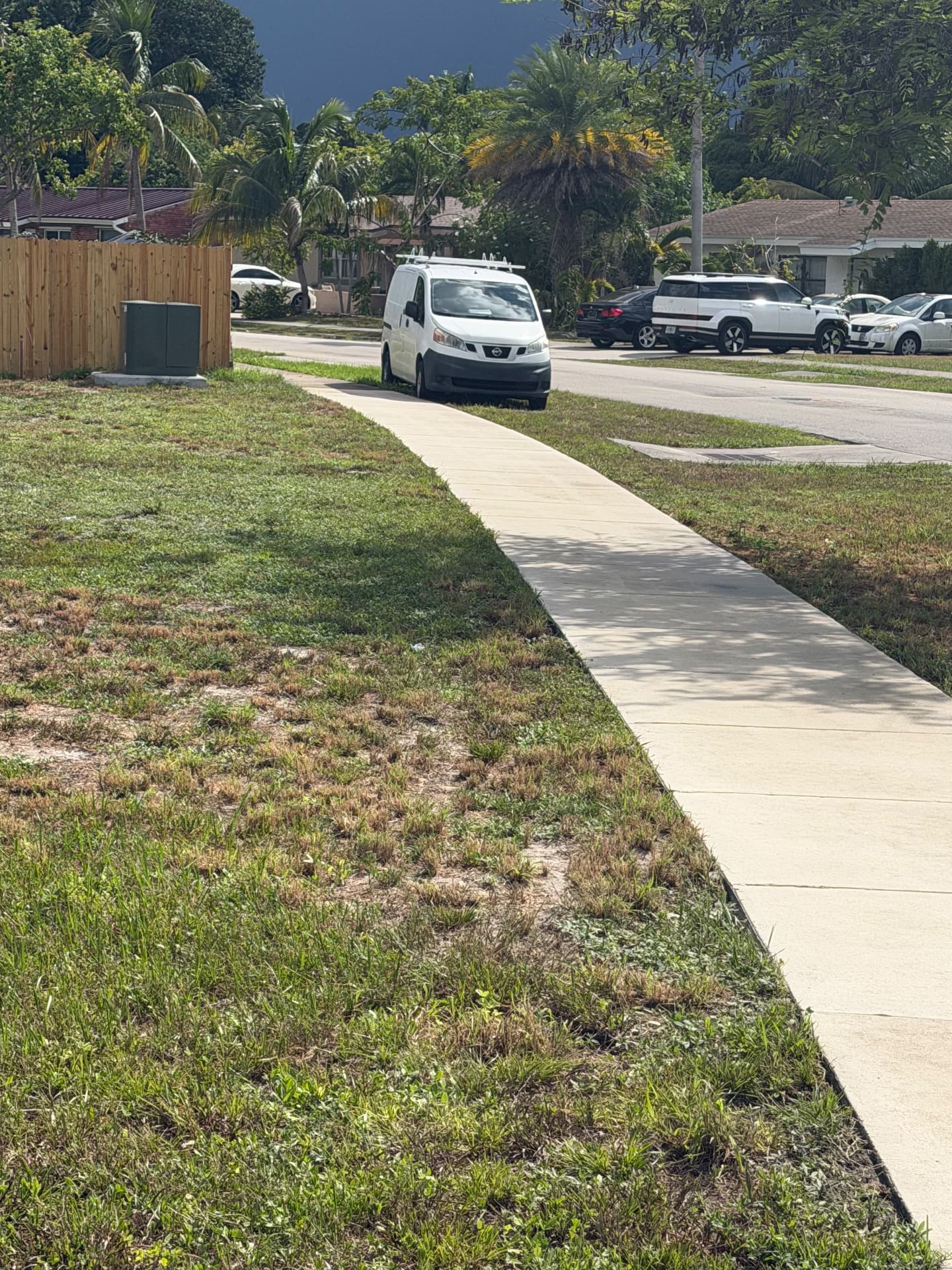 Bright, freshly cleaned sidewalk after pressure washing