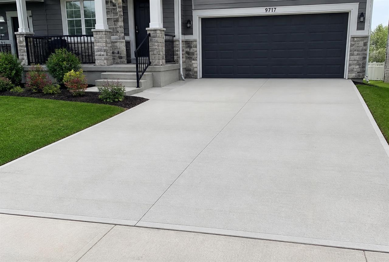 Clean driveway in front of a home