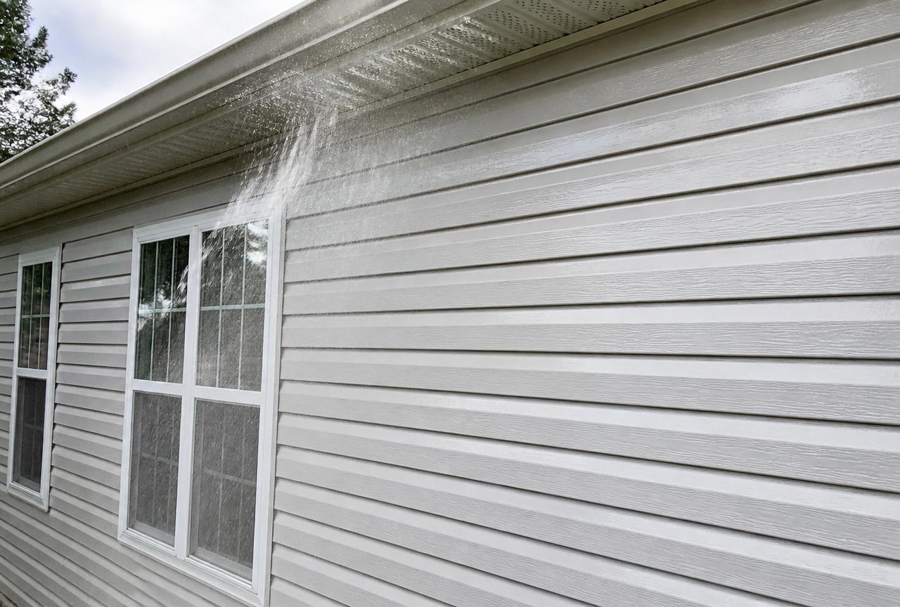 Clean home siding after soft washing